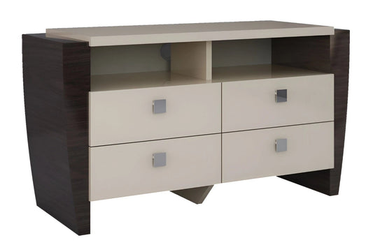 28" Refined Beige High Gloss Tv Entertainment Unit - Homeroots