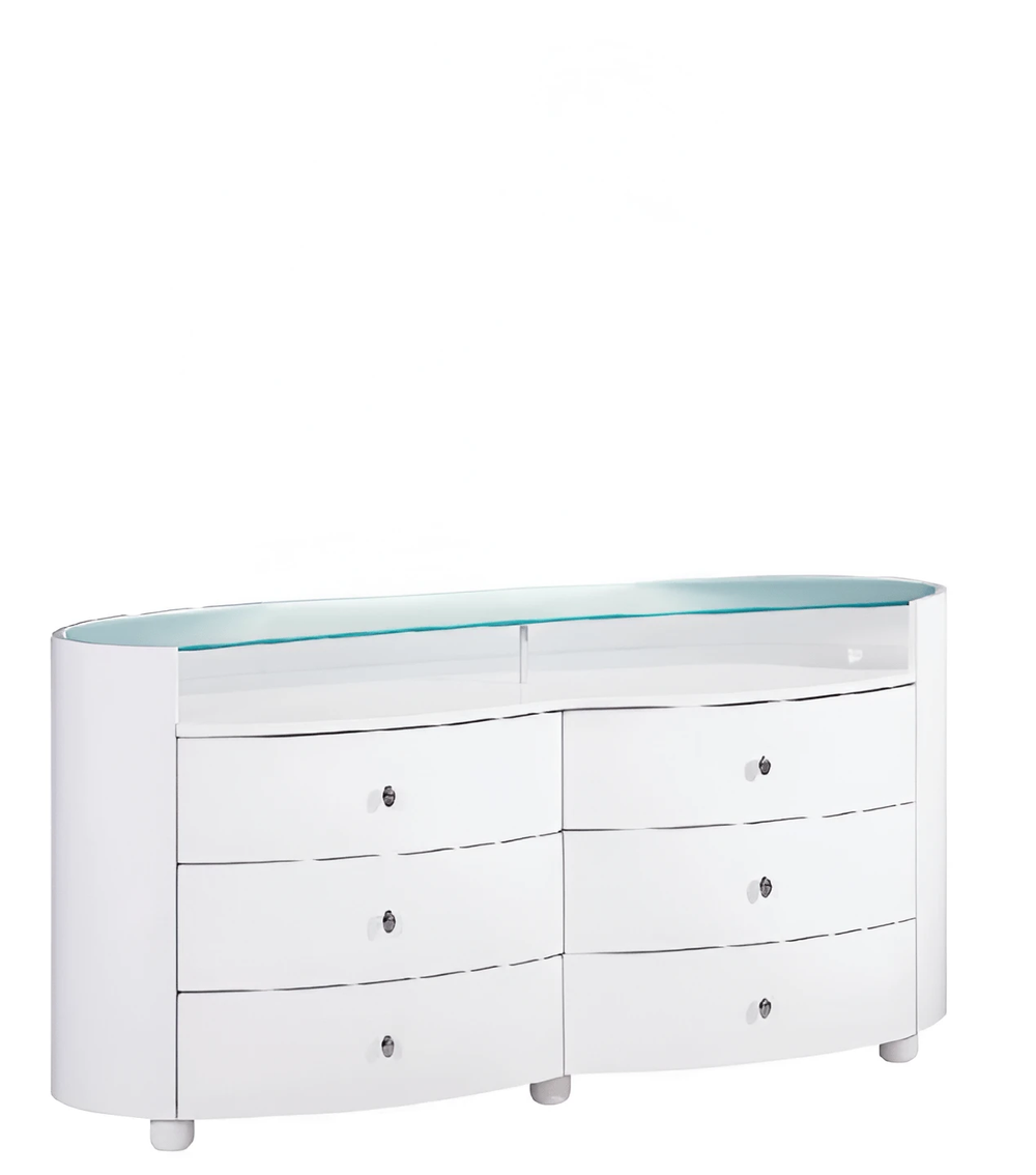 31" Sophisticated White High Gloss Dresser - Homeroots
