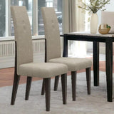 Set of Two Brown And Espresso Upholstered Microfiber Dining Side Chairs - Homeroots