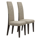 Set of Two Brown And Espresso Upholstered Microfiber Dining Side Chairs - Homeroots
