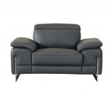 87" Gray And Silver Faux Leather Club Chair - Homeroots