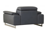87" Gray And Silver Faux Leather Club Chair - Homeroots