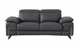 71" Dark Gray And Silver Genuine Leather Loveseat - Homeroots - Flyclothing LLC