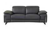 71" Dark Gray And Silver Genuine Leather Loveseat - Homeroots