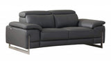 71" Dark Gray And Silver Genuine Leather Loveseat - Homeroots - Flyclothing LLC