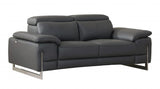 71" Dark Gray And Silver Genuine Leather Loveseat - Homeroots