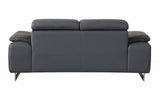 71" Dark Gray And Silver Genuine Leather Loveseat - Homeroots