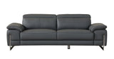 87" Dark Gray Italian Leather Sofa With Silver Legs - Homeroots