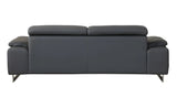 87" Dark Gray Italian Leather Sofa With Silver Legs - Homeroots