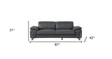 87" Dark Gray Italian Leather Sofa With Silver Legs - Homeroots - Flyclothing LLC