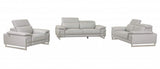 Three Piece Indoor Light Gray Italian Leather Six Person Seating Set - Homeroots - Flyclothing LLC
