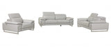Three Piece Indoor Light Gray Italian Leather Six Person Seating Set - Homeroots