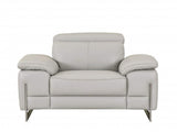 Three Piece Indoor Light Gray Italian Leather Six Person Seating Set - Homeroots - Flyclothing LLC