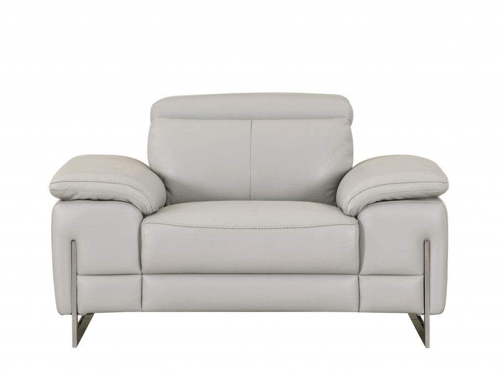Three Piece Indoor Light Gray Italian Leather Six Person Seating Set - Homeroots - Flyclothing LLC