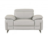 Three Piece Indoor Light Gray Italian Leather Six Person Seating Set - Homeroots