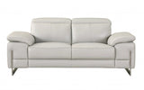 Three Piece Indoor Light Gray Italian Leather Six Person Seating Set - Homeroots