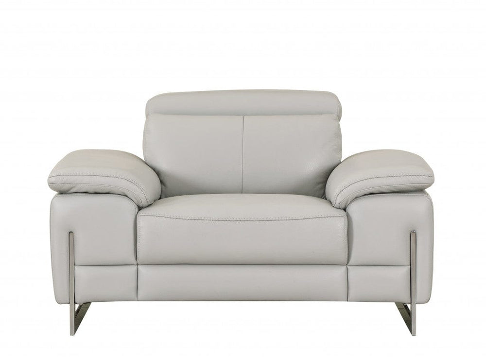 31" Light Grey Tasteful Leather Chair - Homeroots