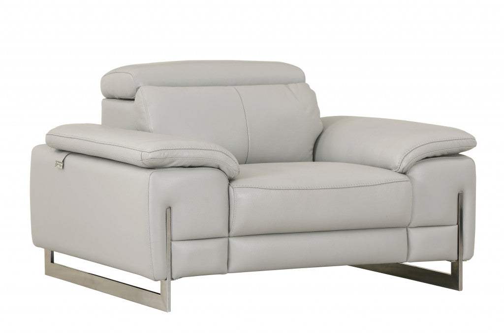 31" Light Grey Tasteful Leather Chair - Homeroots - Flyclothing LLC