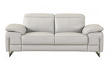71" Light Gray And Silver Genuine Leather Loveseat - Homeroots - Flyclothing LLC