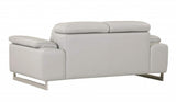71" Light Gray And Silver Genuine Leather Loveseat - Homeroots - Flyclothing LLC