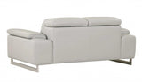 71" Light Gray And Silver Genuine Leather Loveseat - Homeroots