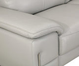 71" Light Gray And Silver Genuine Leather Loveseat - Homeroots - Flyclothing LLC