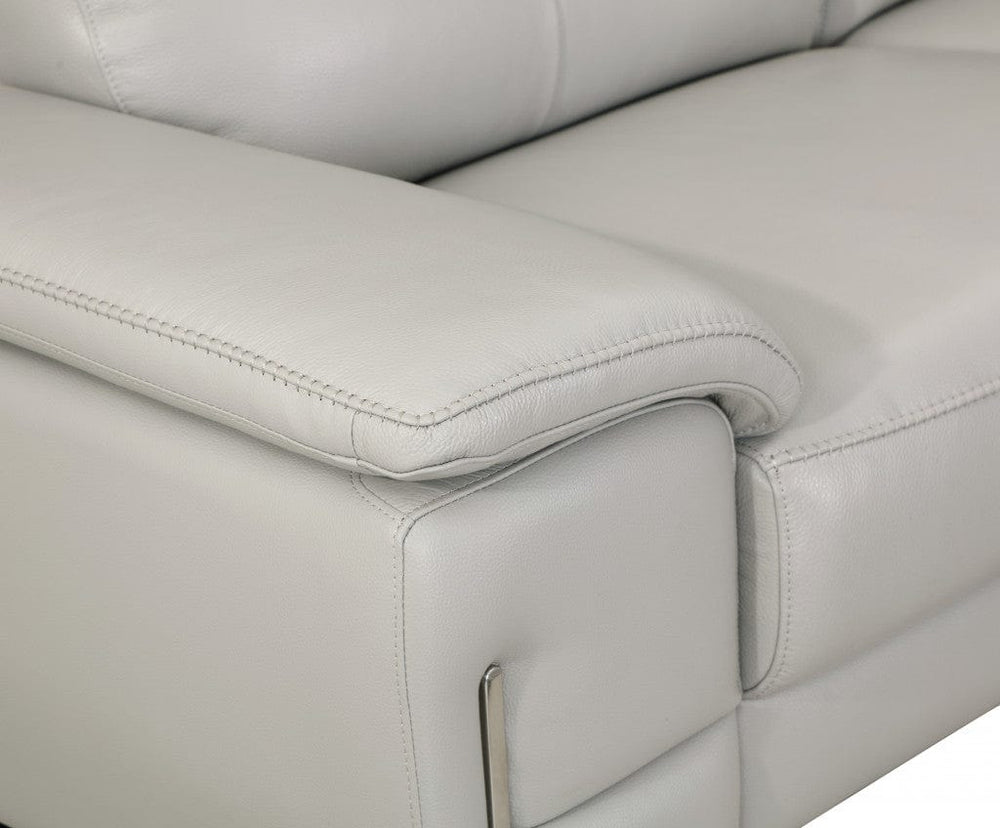 71" Light Gray And Silver Genuine Leather Loveseat - Homeroots - Flyclothing LLC