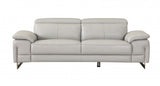 87" Light Gray Italian Leather Sofa With Silver Legs - Homeroots - Flyclothing LLC