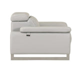 87" Light Gray Italian Leather Sofa With Silver Legs - Homeroots - Flyclothing LLC