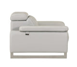 87" Light Gray Italian Leather Sofa With Silver Legs - Homeroots
