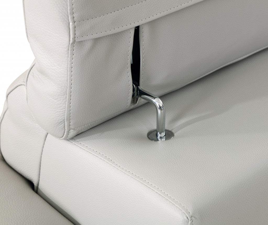 87" Light Gray Italian Leather Sofa With Silver Legs - Homeroots - Flyclothing LLC