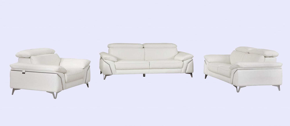 Three Piece Indoor White Italian Leather Six Person Seating Set - Homeroots - Flyclothing LLC