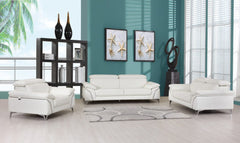 Three Piece Indoor White Italian Leather Six Person Seating Set - Homeroots