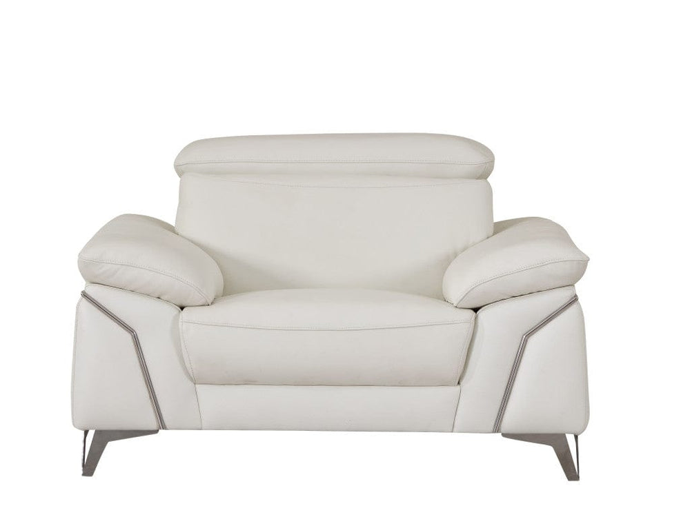 Three Piece Indoor White Italian Leather Six Person Seating Set - Homeroots