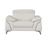 Three Piece Indoor White Italian Leather Six Person Seating Set - Homeroots