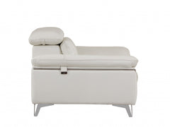 Three Piece Indoor White Italian Leather Six Person Seating Set