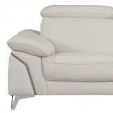 71" White Italian Leather Sofa With Silver Legs - Homeroots - Flyclothing LLC