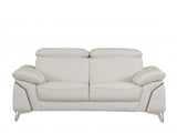 71" White Italian Leather Sofa With Silver Legs - Homeroots