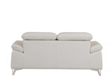 71" White Italian Leather Sofa With Silver Legs - Homeroots