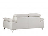 71" White Italian Leather Sofa With Silver Legs - Homeroots