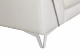71" White Italian Leather Sofa With Silver Legs - Homeroots - Flyclothing LLC