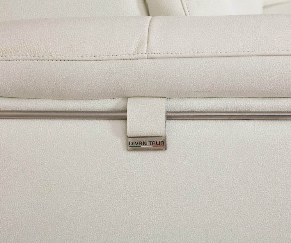 71" White Italian Leather Sofa With Silver Legs - Homeroots - Flyclothing LLC