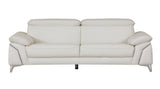 87" White Italian Leather Sofa With Silver Legs - Homeroots