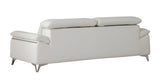 87" White Italian Leather Sofa With Silver Legs - Homeroots