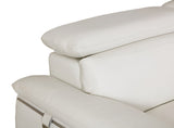 87" White Italian Leather Sofa With Silver Legs - Homeroots