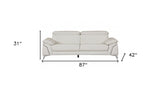 87" White Italian Leather Sofa With Silver Legs - Homeroots - Flyclothing LLC
