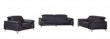 Three Piece Indoor Blue Italian Leather Six Person Seating Set - Homeroots - Flyclothing LLC