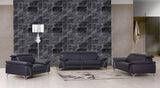 Three Piece Indoor Blue Italian Leather Six Person Seating Set - Homeroots - Flyclothing LLC