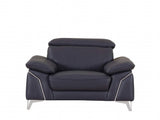 Three Piece Indoor Blue Italian Leather Six Person Seating Set - Homeroots - Flyclothing LLC