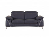Three Piece Indoor Blue Italian Leather Six Person Seating Set - Homeroots - Flyclothing LLC